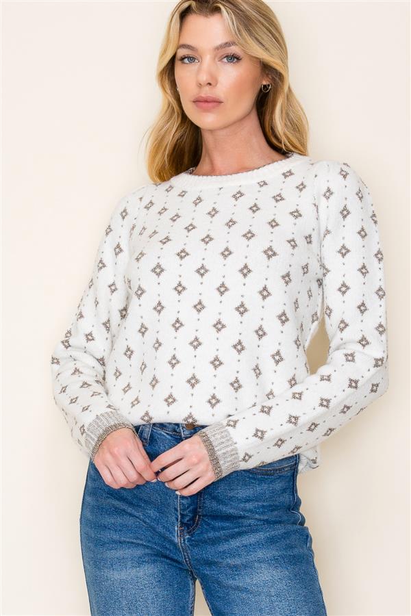 Ivory Lurex Snow Sweater