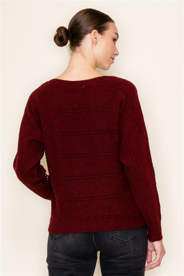 Burgundy Pearl Jewel Sweater