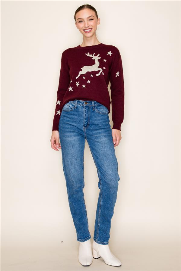 Burgundy Reindeer Sweater