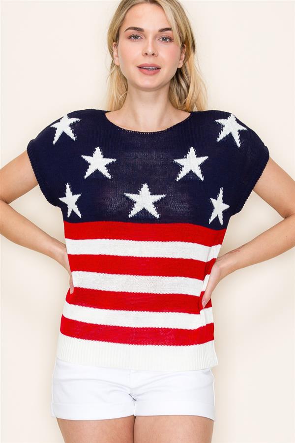 Navy Flag Top