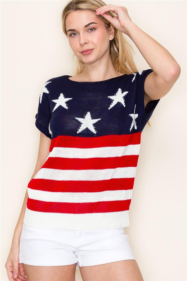 Navy Flag Top