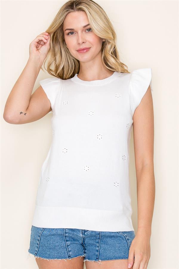 Embroidered White Top