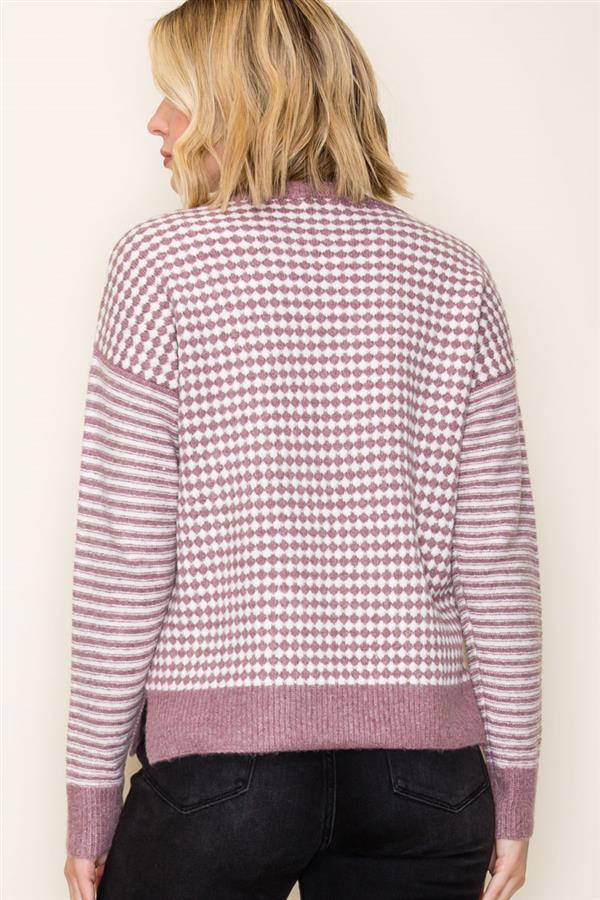 Checkboard Striped Sweater