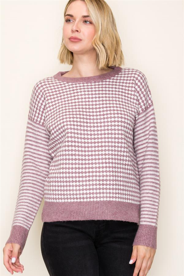 Checkboard Striped Sweater