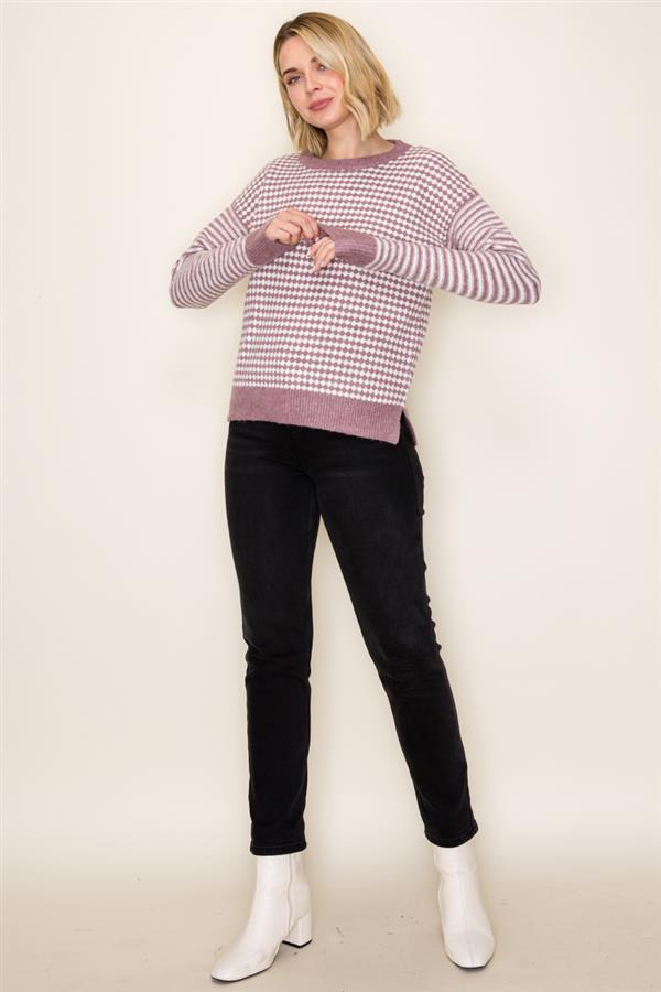 Checkboard Striped Sweater