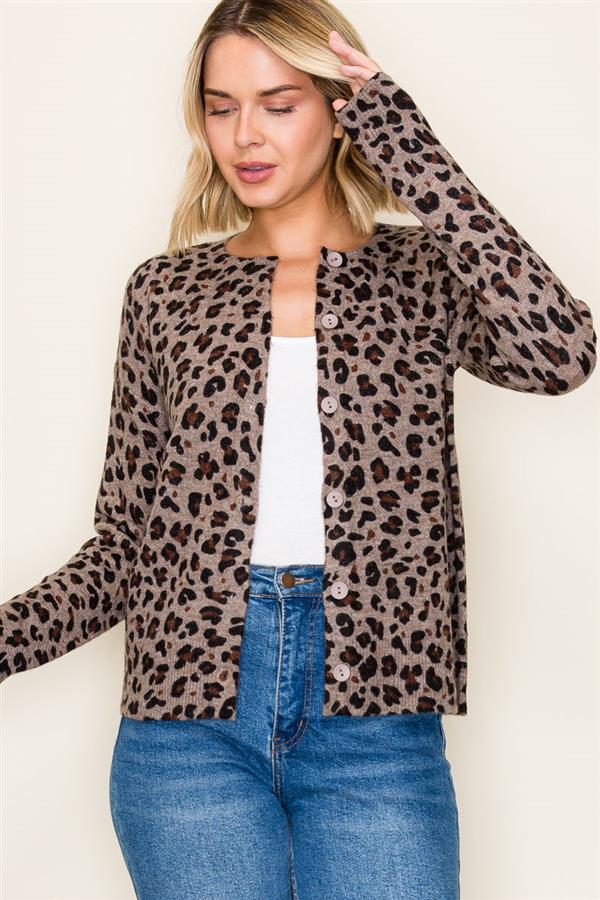 Leopard Button Cardigan