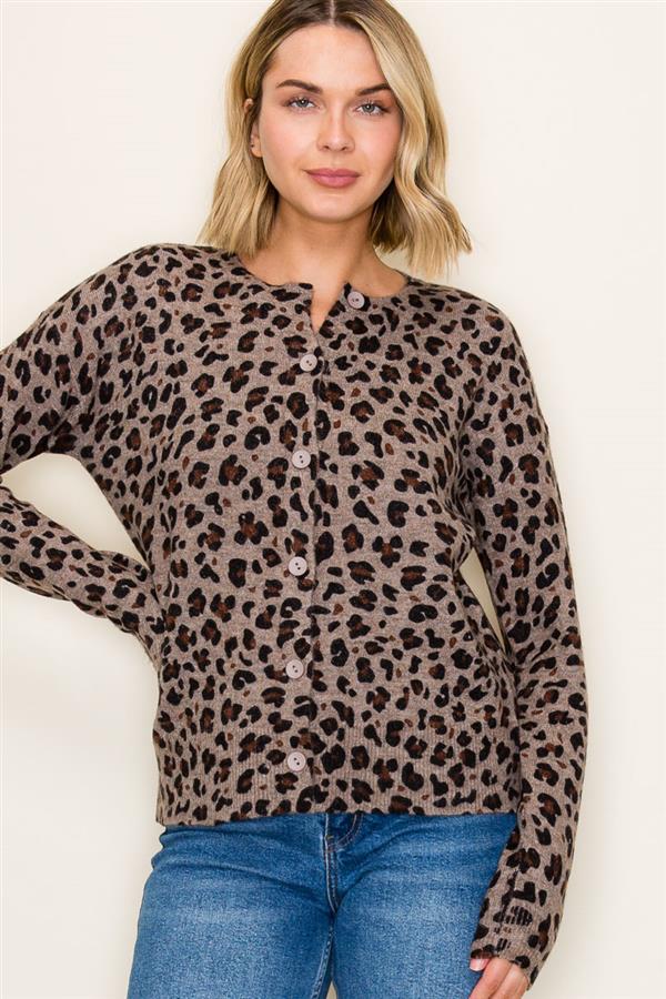 Leopard Button Cardigan