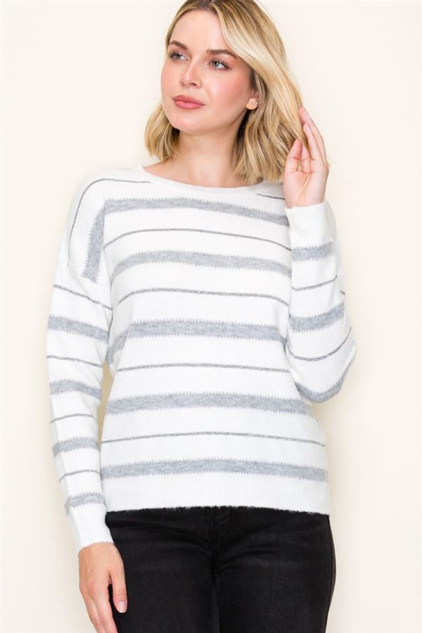 Grey Stripe Sweater