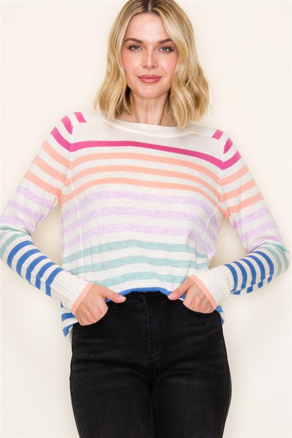 Pink Orange Stripe Sweater