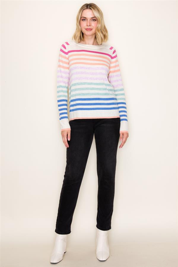 Pink Orange Stripe Sweater