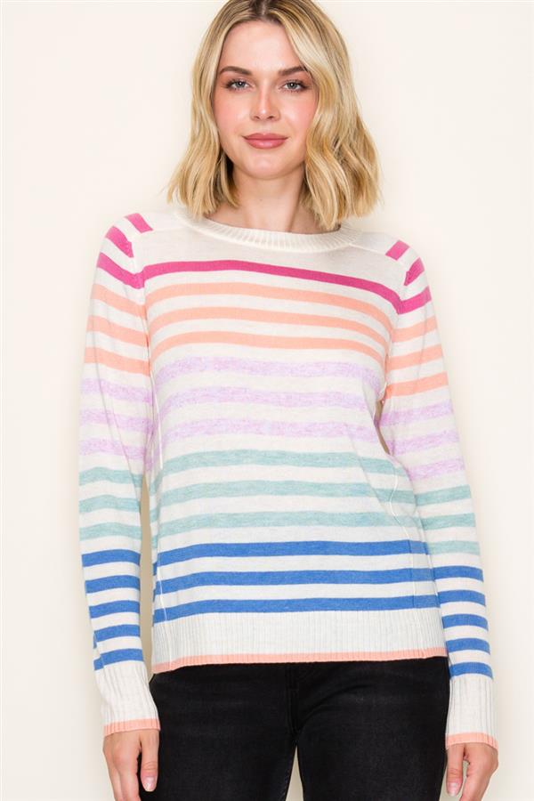 Pink Orange Stripe Sweater