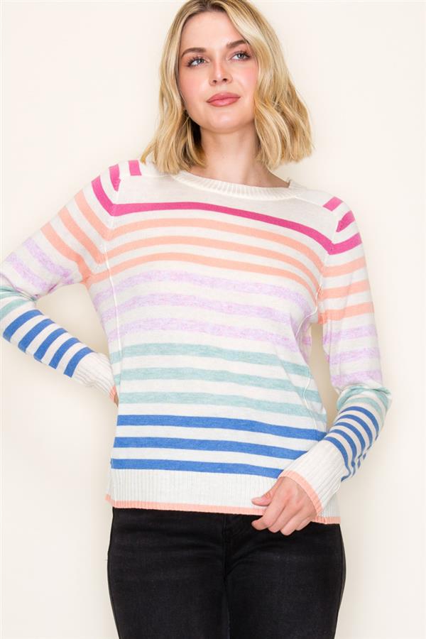 Pink Orange Stripe Sweater