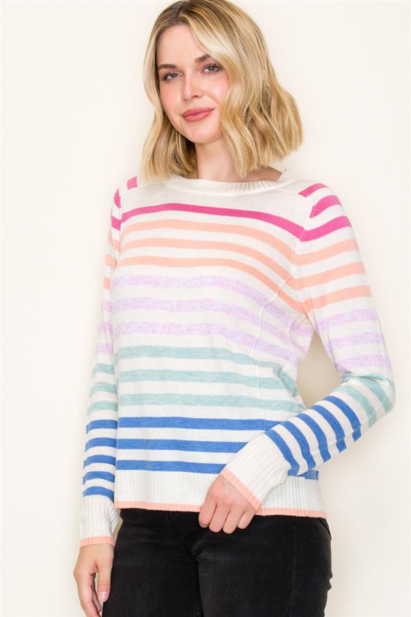 Pink Orange Stripe Sweater
