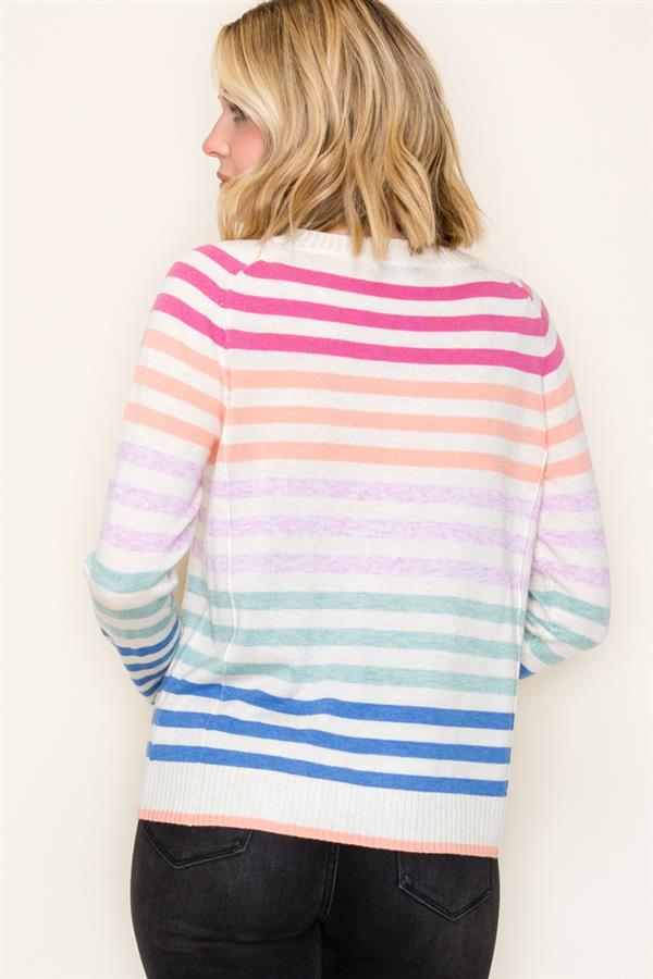 Pink Orange Stripe Sweater