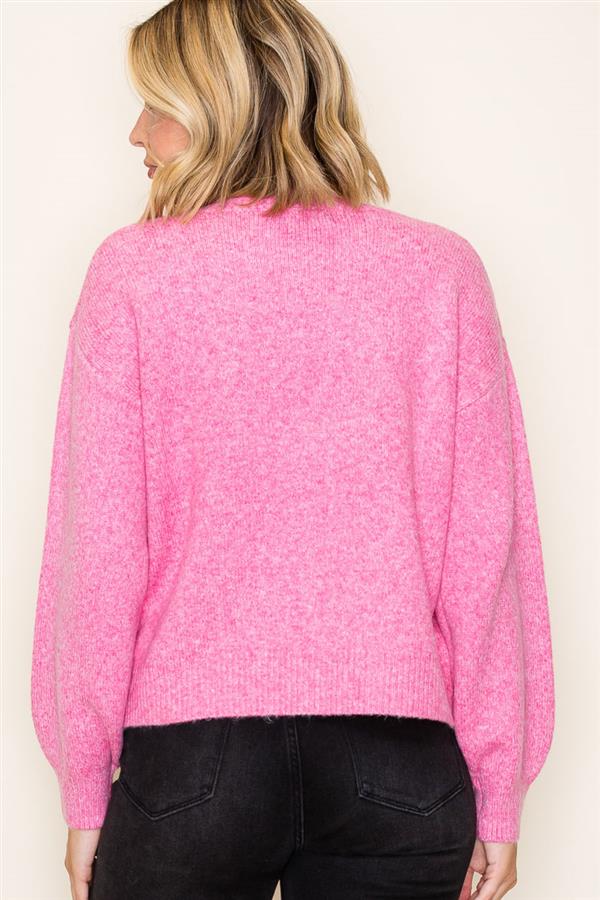 Pink Bow Accent Sweater