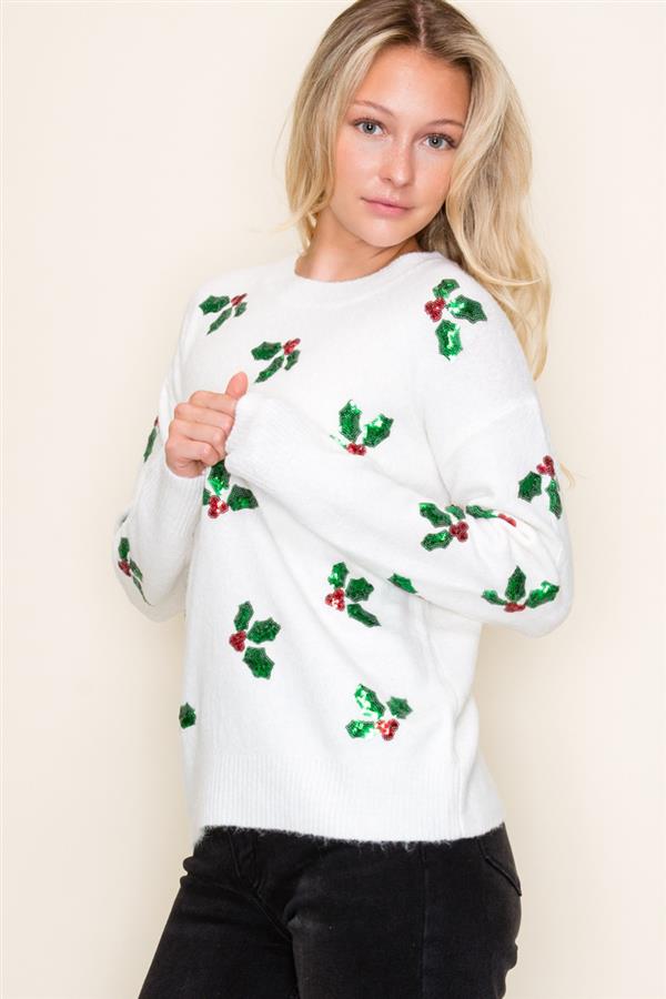 Ivory Mistletoe Sweater