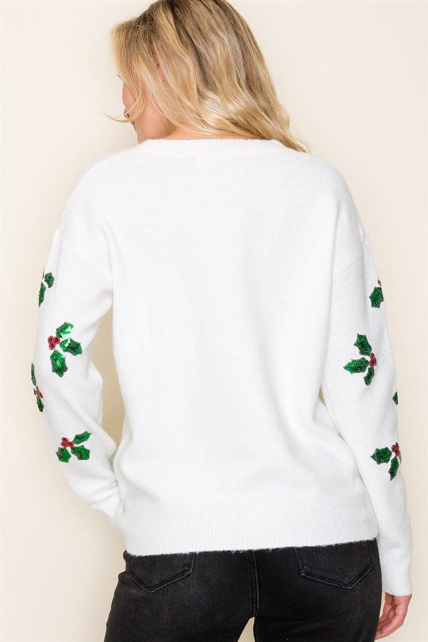 Ivory Mistletoe Sweater