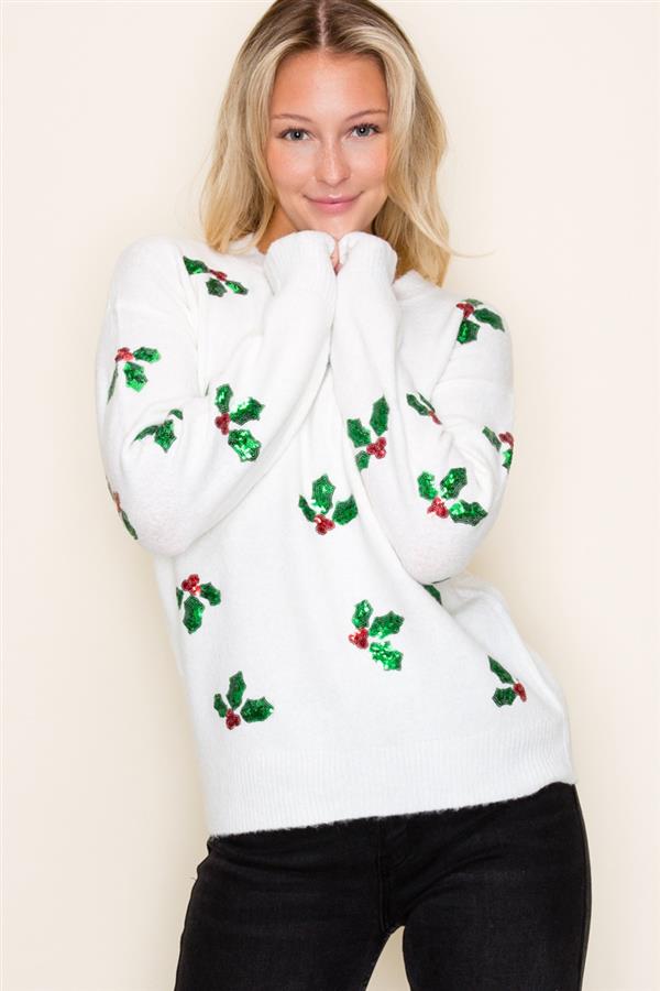 Ivory Mistletoe Sweater