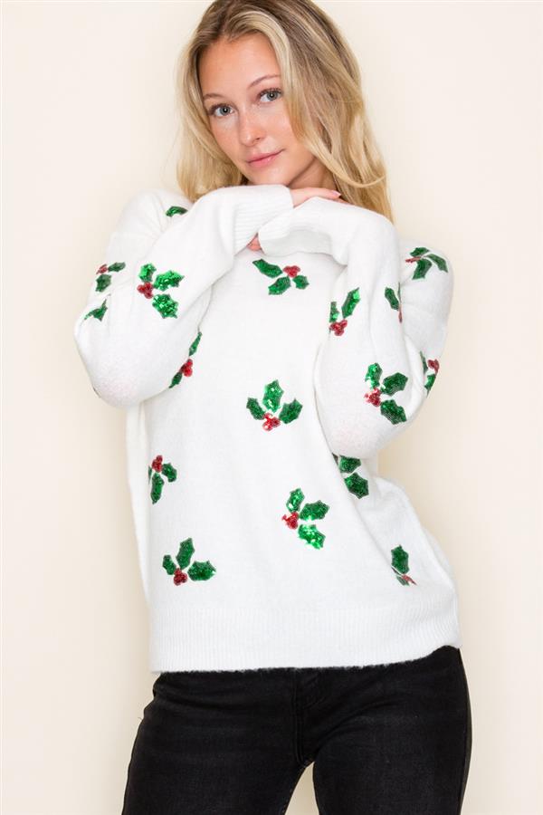 Ivory Mistletoe Sweater