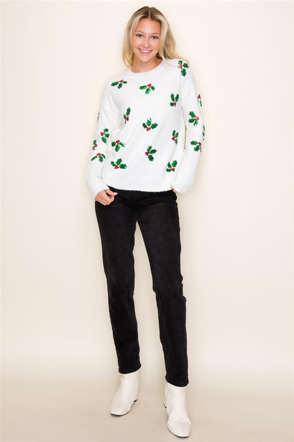 Ivory Mistletoe Sweater