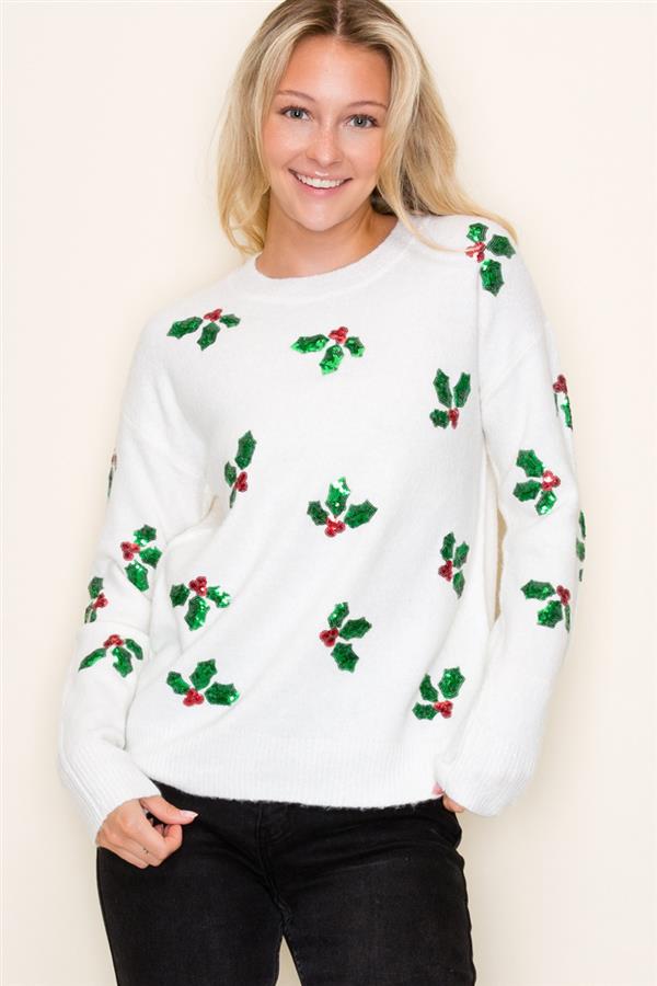Ivory Mistletoe Sweater