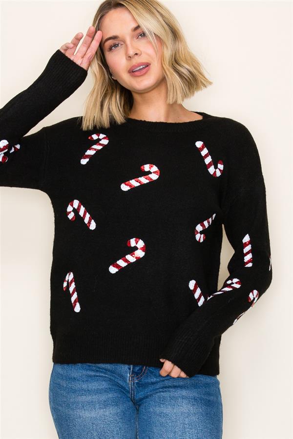 Black Candy Cane Sweater