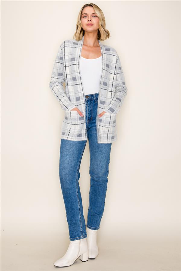 Grey Ivory Fluffy Cardigan