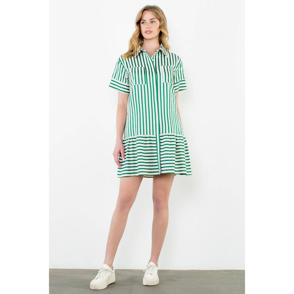 Green Striped Flapper Dress