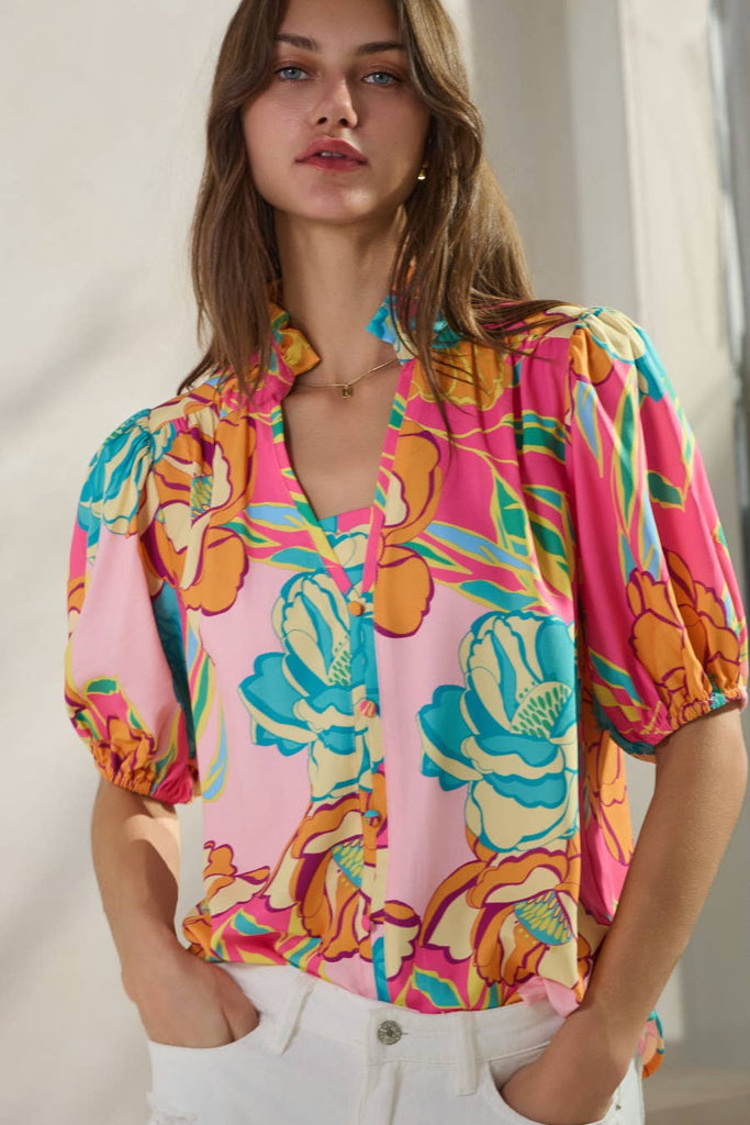 Bold Floral Printed Blouse