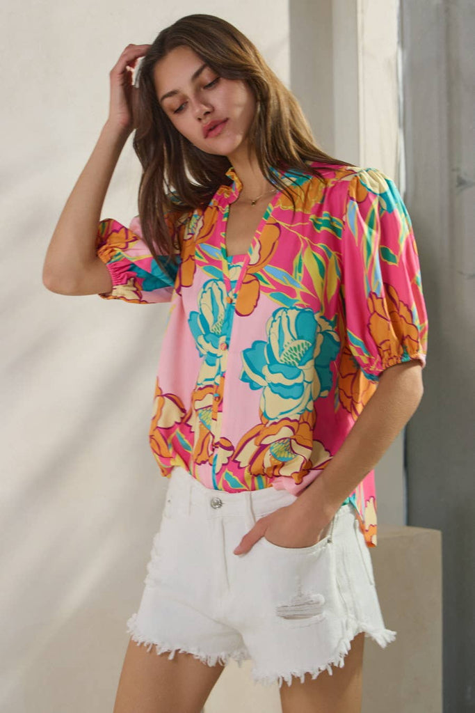 Bold Floral Printed Blouse