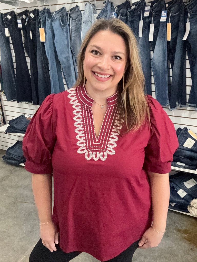 Embroidered Shield Top