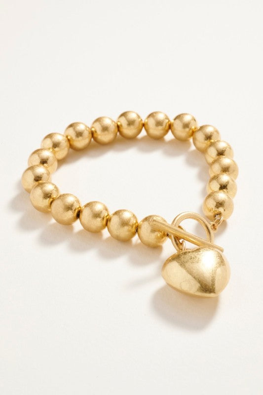 Bold Heart Toggle Stretch Bracelet