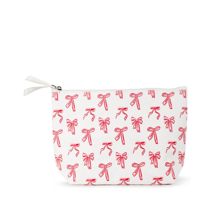 Hannah Bow Cosmetic Bag, Blue or Pink