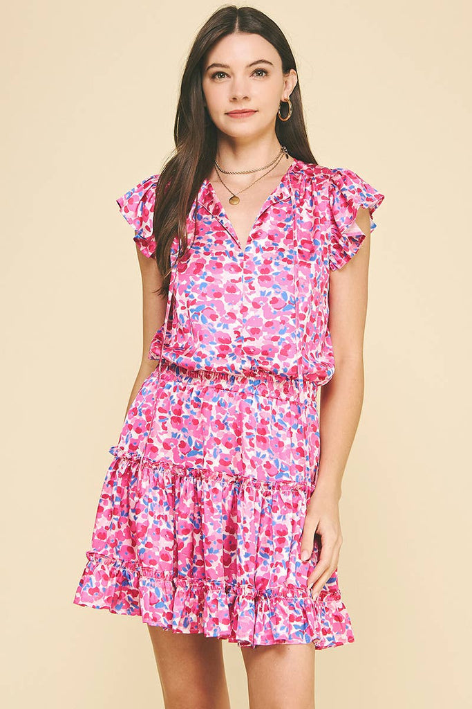 Pink Mini Floral Dress