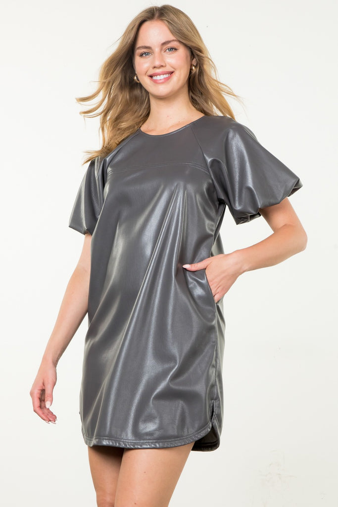 Charcoal Vegan Leather Dress