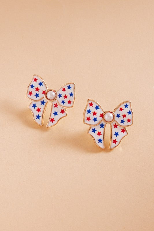 Mini Bow Patriotic Earrings