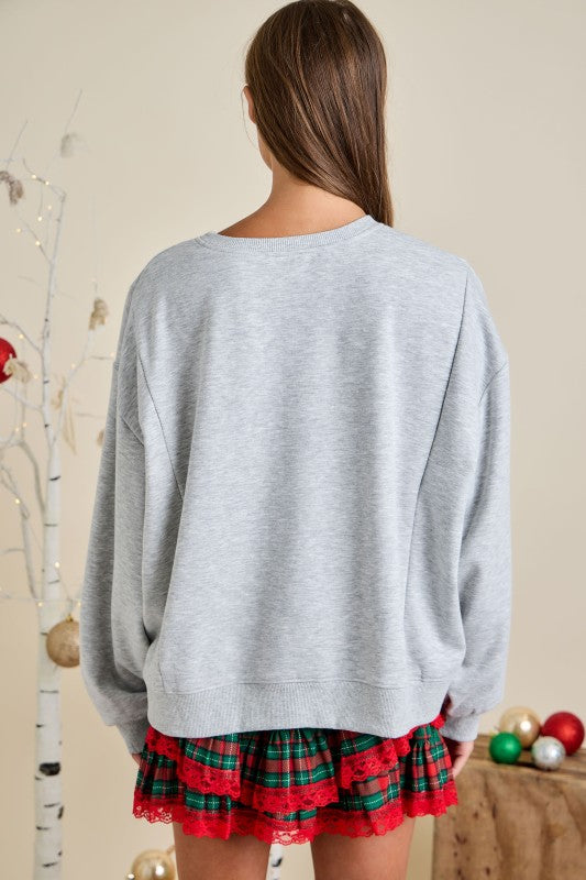Ho Ho Reindeer Patchwork Sweatshirt