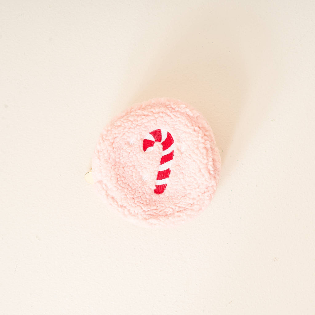Circle Teddy Pouch, Candy Cane