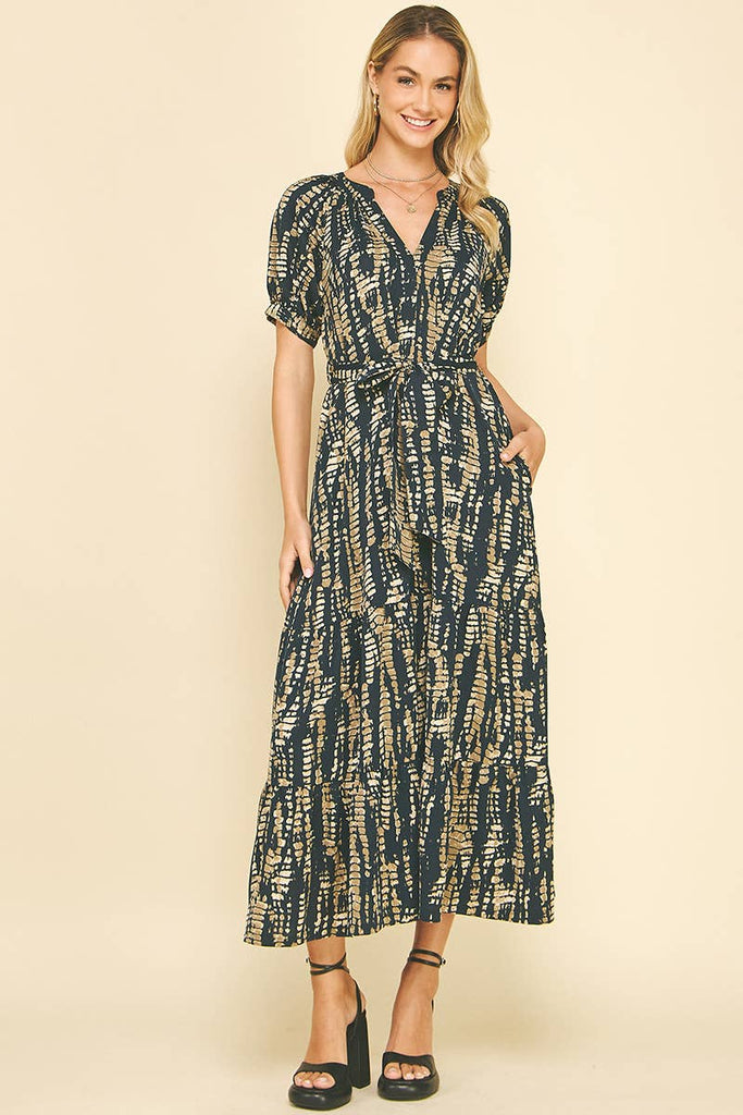 Navy Neutral Print Dress