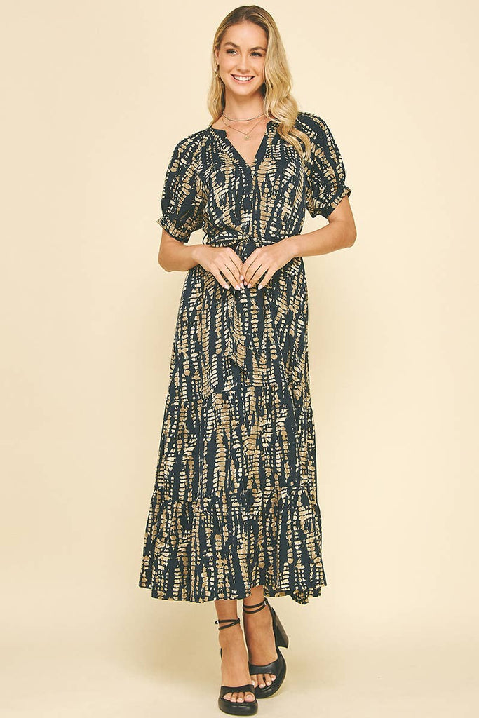 Navy Neutral Print Dress