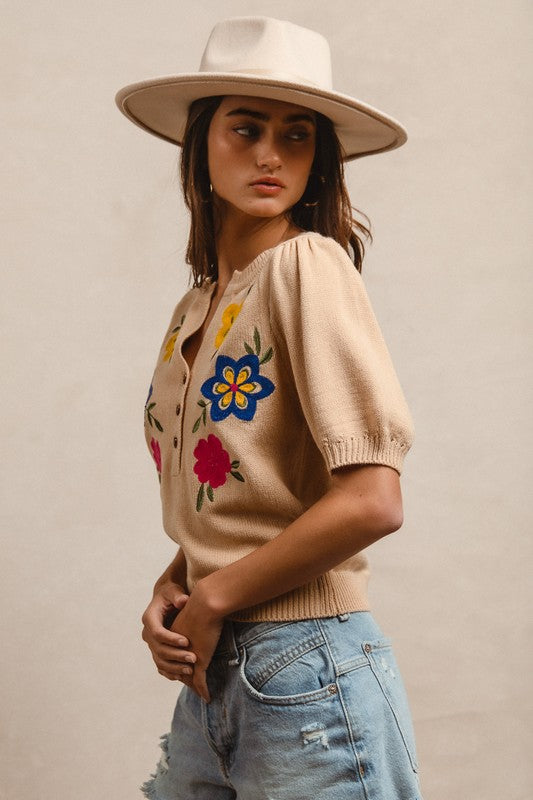 Floral Burst Embroidered Sweater