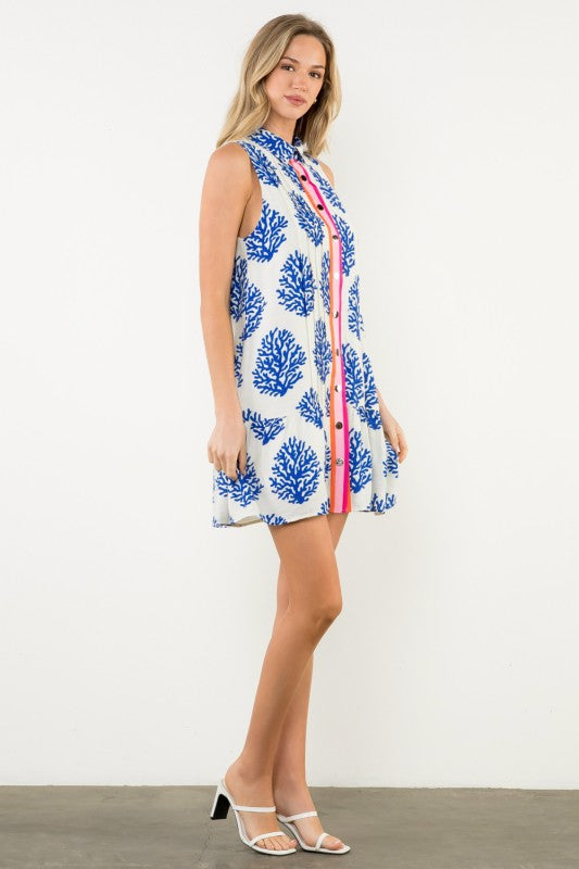 Blue Coral Stripe Dress