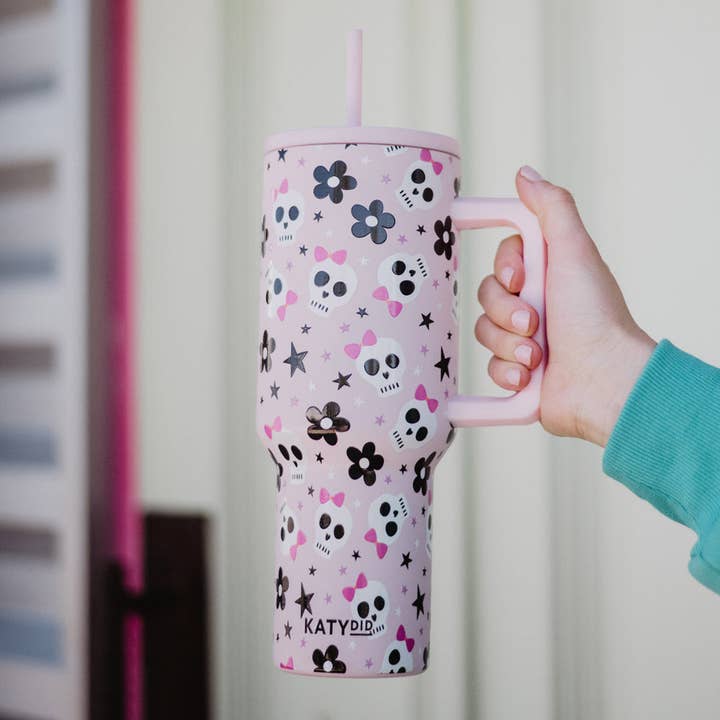 38oz Skulls and Flower Bow Tumbler