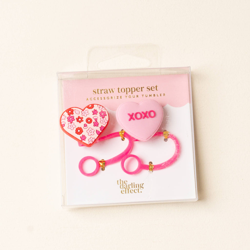 Straw Topper Set, Hugs & Kisses