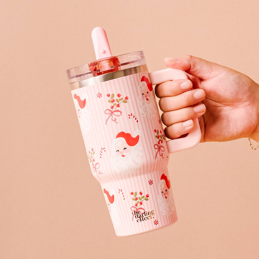 Holly Jolly Santa Flip Straw Tumbler, 2 Sizes
