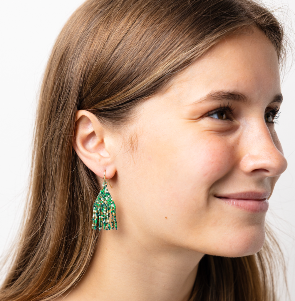 Cassie Mini Confetti Short Fringe Earrings