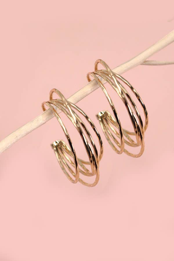 Hammered Multi Row Hoop Earrings