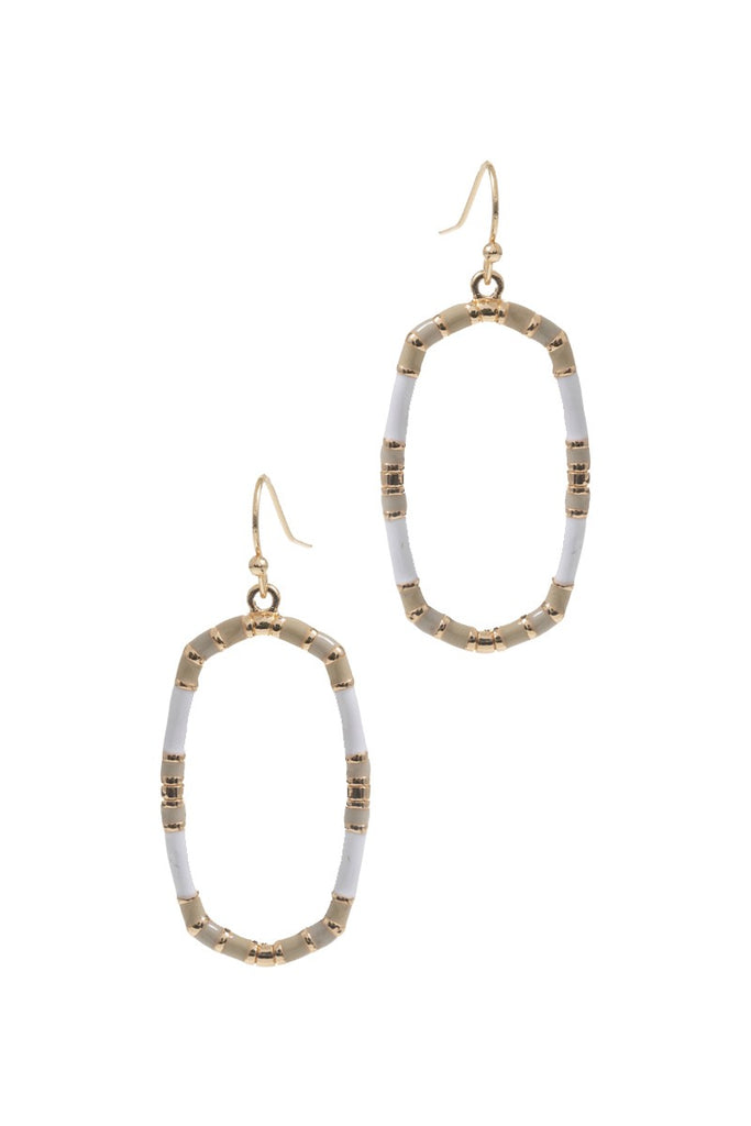 Color Block Oval Enamel Earrings