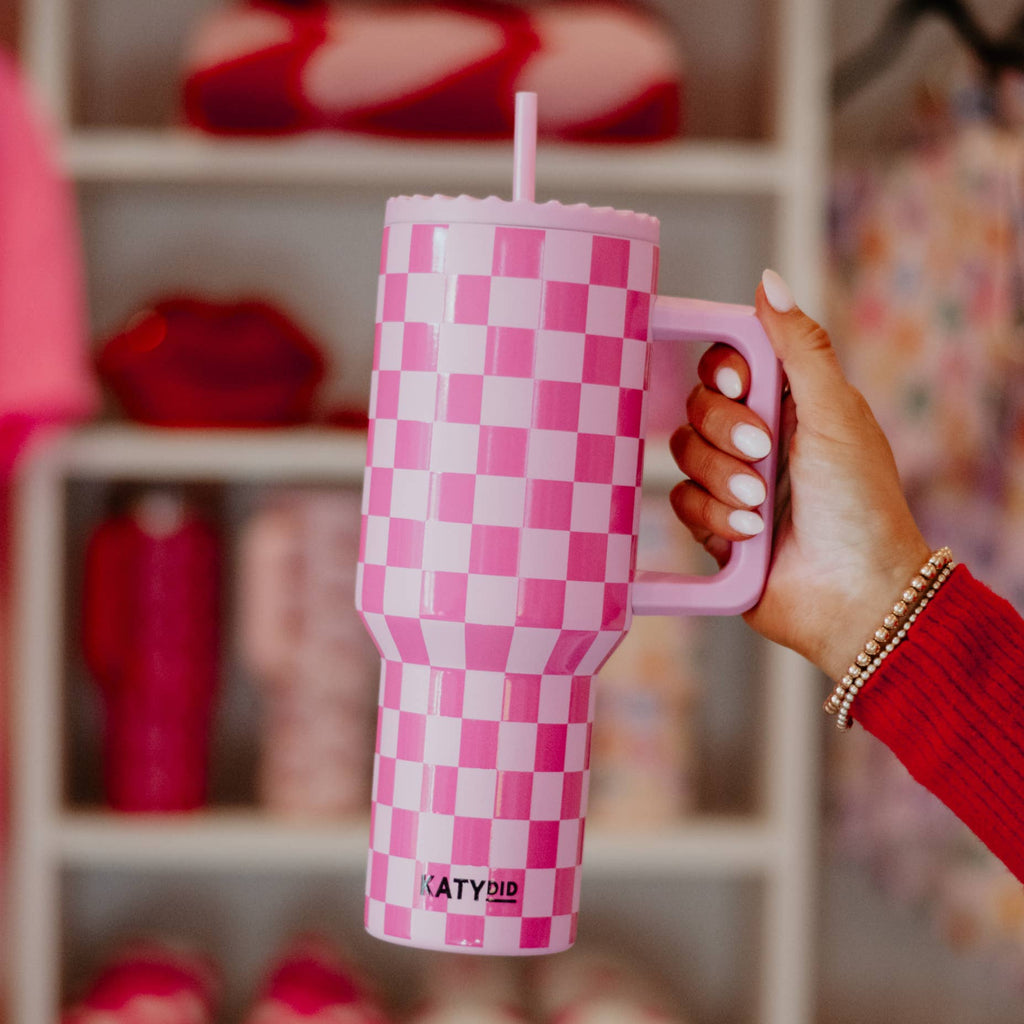 Pink Checker Tumbler