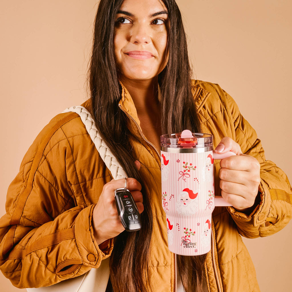 Holly Jolly Santa Flip Straw Tumbler, 2 Sizes
